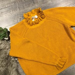 DIVIDED H&M Ruffled Crop Bright Yellow Sweater - L